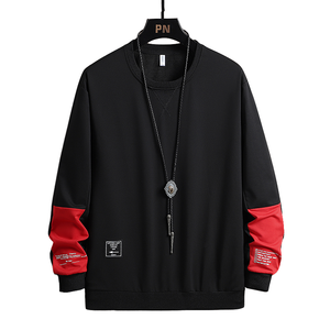 Harajuku Style Patchwork Sweatshirt | Cyberpunk Aesthetic Contrast Sleeve <b>Jumper</b> | Men's Hip-Hop Graphic Streetwear - Product Image 1