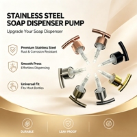 Pompe à lotion en acier inoxydable de qualité supérieure, résistante à la rouille et à la corrosion, pompe de remplacement pour distributeur de savon en acier inoxydable vintage à barre en T