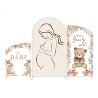 Décorations de scène pour fête de la mère avec ours en peluche personnalisé, 3*4 pieds, 3*6 pieds, 4*7 pieds, support d'arche à une face et housses