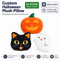 Coussin en peluche d'Halloween personnalisé en gros, coussin décoratif en velours citrouille d'Halloween avec rembourrage en coton PP, décoration d'intérieur, chat noir, fantôme