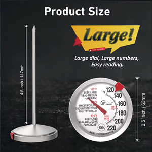 Bimetal Stainless Steel Kitchen <strong>Thermometer</strong> <strong>Oven</strong> <strong>Safe</strong> BBQ Poultry Probe for Temperature Measurement Scale Type - Product Image 2
