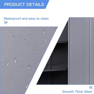 Moderno Armario de Almacenamiento Metálico para Garaje, 2 Puertas, 2 Estantes Ajustables, Armario de Acero con Cerradura, para Oficina en Casa, Uso <span class=keywords><strong>Exterior</strong></span>, Impermeable - Product Image 6