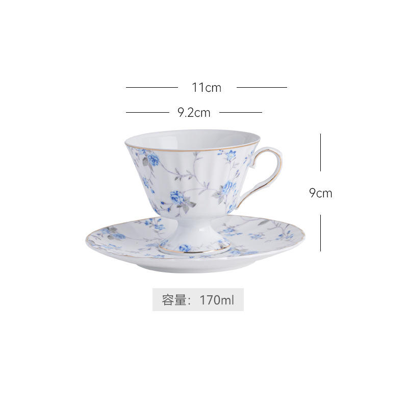 Blue flower small rose D cup saucer