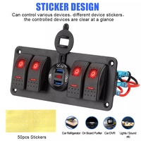 Panneau de commutation à bascule 4 gangs pour bateau avec voltmètre LED, étanche, 12V-24V DC, double charge rapide USB QC 3.0 pour voitures, camions, bateaux, camping-cars