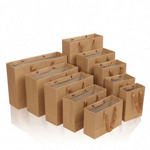 Bolsas de Papel Kraft Desechables para Regalos, Ropa y Compras, de Alta Calidad, Fabricadas en China, con Impresión de Logotipo Personalizado y Asas - Product Image 2