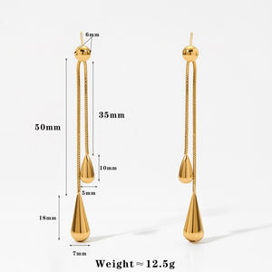 كليورو وصول جديد قطرة ماء قلادة طويلة من الفولاذ المقاوم للصدأ قلادة أقراط مجوهرات قابلة للتعديل على شكل حرف Y قلادة أقراط متدلية - Product Image 5