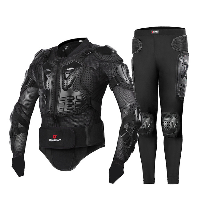 HEROBIKER Riding Armor Jacket Motorcycle Outdoor Sports Fall-Resistant Off-Road EVA Mesh Back Protector Ski Suit Set