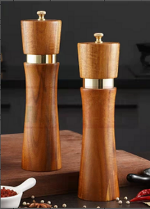 Juego de Molinillos de Sal y Pimienta de Madera de Acacia de 6 y 8 Pulgadas para Cocina, Caja de Sal y Especias - Product Image 2