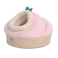Lit pour chat Yang Yang en tissu peluche rose pêche, GRS personnalisé, luxe, apaisant