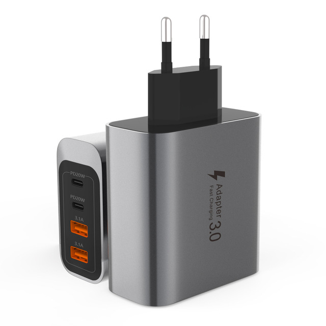 Factory 55W USB C European Charger 4-Port Fast Charger Type C Wall Adapter with PD Function USA Europe Plug for Travel