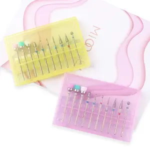 Juego de brocas de acero inoxidable para pulido de uñas, herramienta de manicura, 10 brocas de diamante, venta al por mayor