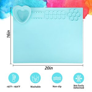 Tapete de Silicona para Manualidades, Tapete de Silicona para Moldeo de Resina, Tapete de Silicona Antiadherente y Antideslizante para Pintar con Vaso de Limpieza - Product Image 2