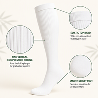 Chaussettes de compression montantes en bambou pour femmes, personnalisées, couleur nude et marine, à soutien gradué, pour le voyage, les infirmières, OEM, chaussettes de randonnée en bambou, vente en gros