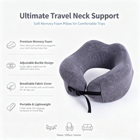 Oreiller de voyage ergonomique en mousse à mémoire de forme en forme de U, portable, pour avion, voiture, bureau, logo personnalisé, certifié OEKO-TEX, <0,5 kg
