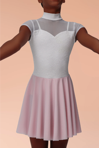 Stage Boutique Factory Unique White Stretch Lace Over Pretty Pink Lovely Lyrical Capped Sleeves Costume - Product Image 2