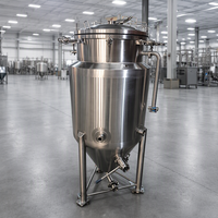 Fermenteur à bière de 70 L, réservoir de fermentation conique en acier avec enveloppe de refroidissement, cuve de fermentation pour micro-brasserie