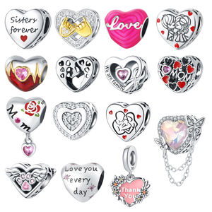 Abalorios de Plata de Ley 925 con Circonita en Forma de Corazón de la Serie Océano para Niños, para Pulseras, Chapados en Rodio, Modernos y Personalizados - Product Image 1