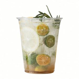 Gobelets jetables en PET transparents Huitianchen avec logo personnalisé imprimé, diamètre 98 mm, avec couvercle, 16 oz/20 oz/24 oz, impression sérigraphique et estampage or - Product Image 2