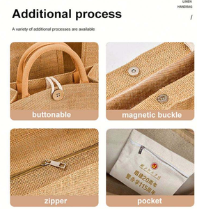 Borsa <span class=keywords><strong>in</strong></span> Iuta Laminata Ecologica, Riutilizzabile, <span class=keywords><strong>in</strong></span> Lino e Iuta, per Shopping e Pubblicità, con Stampa Logo - Product Image 2