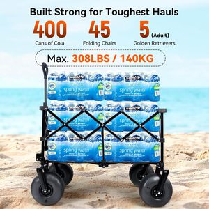 Hikenture Heavy Duty 9 \ "PU Neumáticos Beach <span class=keywords><strong>Wagon</strong></span> Plegable 308lbs Utility Cart <span class=keywords><strong>Big</strong></span> Balloon Wheels Vagones plegables de gran capacidad - Product Image 3