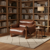 Fauteuil paresseux en cuir rétro couleur café, élégant et confortable, idéal pour salon et chambre à coucher - Vente en gros