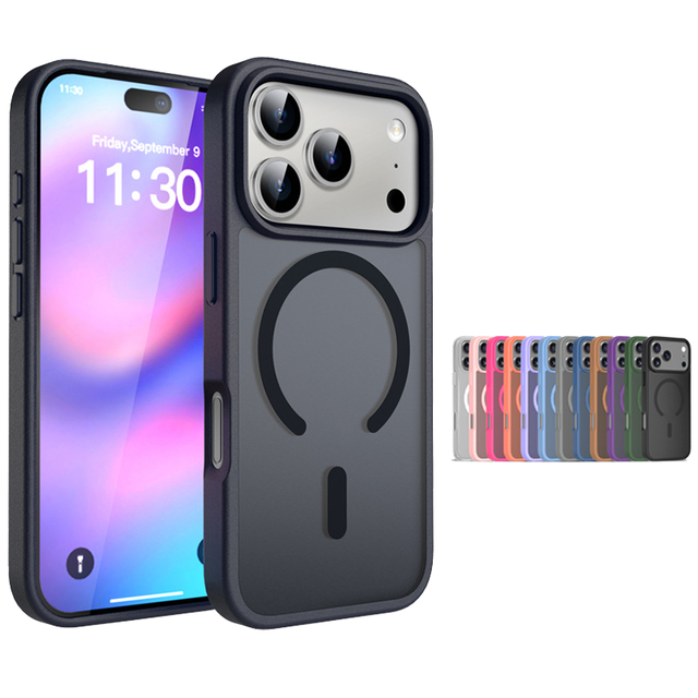 Magnetic TPU+PC Armor Design Phone Case for 17 Frosted Finish Wireless Charging Shockproof Multi Colors Includes Cleaning