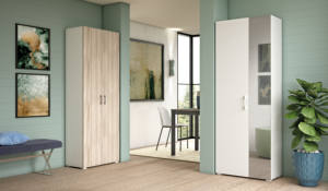 Armario moderno hecho en Italia, muebles de dormitorio, armario de madera con espejo, puerta corredera - Product Image 2