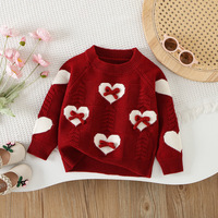 Pull en tricot acrylique pour bébés filles, nouveau pull mignon pour l'automne/hiver, motif cœur, nœud, haut tendance pour enfants