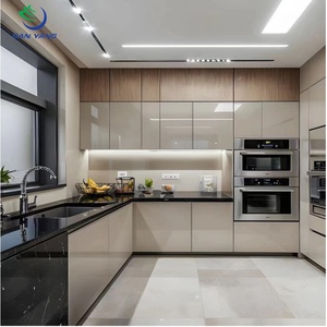 European Style <strong>Cabinets</strong> High Gloss RTA Kitchen <strong>Cabinets</strong> PVC <strong>Cabinet</strong> Door Full Kitchen Units Thailand Cabinetry for Apartments - Product Image 1