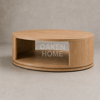 Table basse ronde en chêne massif OAKEN, style américain, pour salon, table basse contemporaine luxueuse, meubles pour la maison