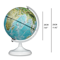 Globe océanique multilingue durable de 20cm en PVC bleu + carte physique en métal pour l'enseignement de la géographie en classe ressource éducative