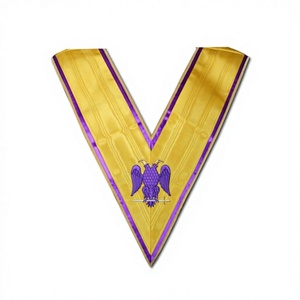 Collier en cuir avec perles et aimant pour Maçonnier du 95e degré, style Memphis Misraim, broderie machine |   Aigle violet écologique de taille personnalisable - Product Image 1