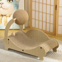 Arbre à chat moderne et léger (1,5 kg) en carton écologique, design lit de repos incurvé, matériaux en sisal, papier ondulé et bois