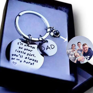 Duoying-<span class=keywords><strong>Llavero</strong></span> de proyección de acero de titanio para el Día de los padres, accesorio personalizado con texto de <span class=keywords><strong>foto</strong></span> a través del borde, 100 idiomas - Product Image 1