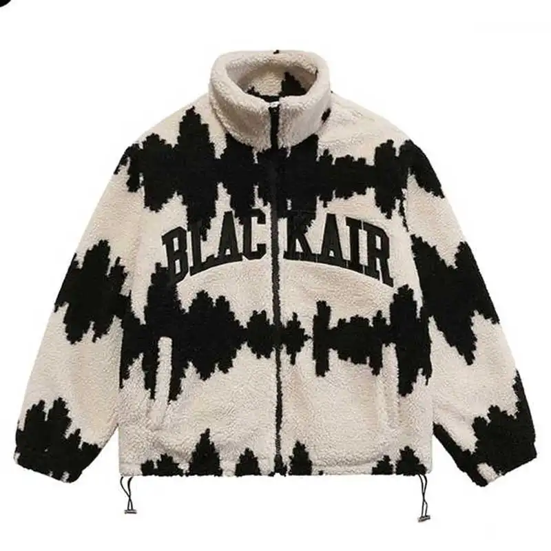 Outer Wear Men's Lambswool Printed Dyed Coat with Design Sense Accepts Customized Logo Stand Collar Men's Sherpa jacket