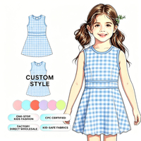 Robes d'été sans manches à carreaux, longueur genou, en tricot, col rond, pour filles