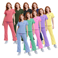 Ensemble de blouses d'infirmière extensibles dans 4 directions, uniforme professionnel à col en V avec plusieurs poches, ensembles d'uniformes personnalisés pour hôpital
