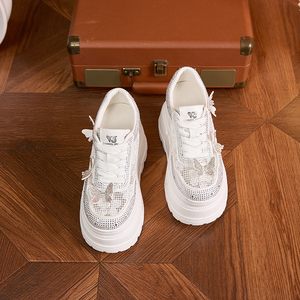 Zapatillas Deportivas Blancas de Malla Transpirable para Mujer, Verano 2026, Plataforma de 10CM, Suela Gruesa, Tacón Integrado, Estilo Casual y Deportivo, de Caña Baja - Product Image 4