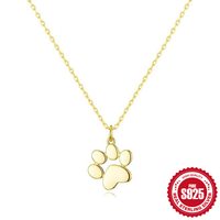 Collier en argent sterling S925, motif patte de chat ou de chien lisse, couleur or blanc, simple, mignon, pour petite amie