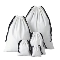Petit sac à poussière en toile de coton blanc épais avec cordon de serrage et logo personnalisé pour bijoux et cadeaux