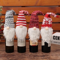Housse de bouteille de vin tricotée de Noël, décoration de bouteille de Noël, barbe en peluche, ornement de table