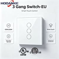Interrupteur intelligent à écran tactile Hooanke Tuya WIFI avec télécommande, compatible UE/UK