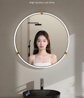 Miroir intelligent circulaire Alec anti-buée pour hôtel, en acrylique, avec écran tactile, éclairé, miroir rond pour salle de bain