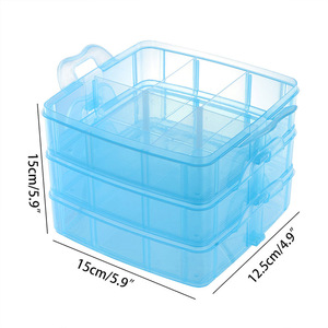 Caja de almacenamiento transparente de PVC de alta calidad, contenedor de 3 capas con 18 compartimentos, organizador de cuentas de joyería - Product Image 6