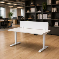 Bureau de travail minimaliste à cloison réglable en hauteur, bureau d'ordinateur double poste face à face pour deux personnes