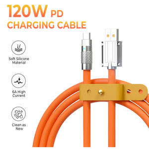Câble USB C en alliage de zinc de 1m Câble de données intelligent de charge super rapide 6A 120W pour imprimantes de téléphones <span class=keywords><strong>Android</strong></span> Type USB2.0 Style <span class=keywords><strong>populaire</strong></span> - Product Image 3