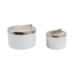 Scatole Decorative Rotonde con Coperchio Rimovibile per Arredamento Casa, Organizzatore per Gioielli e Ricordi, Design Minimalista per Tavolo Console - Product Image 2