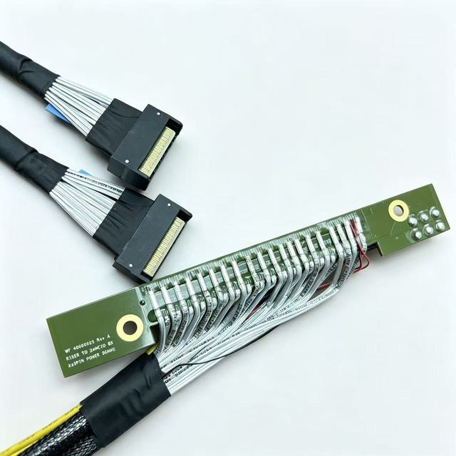 PCIe 5.0 X16 to Dual MCIO 8X Riser Card 32GTs Gen 5 GPU Extender With 6Pin PCIe Power Cable Assembly for AI Server HPC