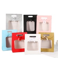 Sacs en papier kraft personnalisés de qualité supérieure avec fenêtre et nœud, refermables, pour cadeaux et shopping, vente en gros