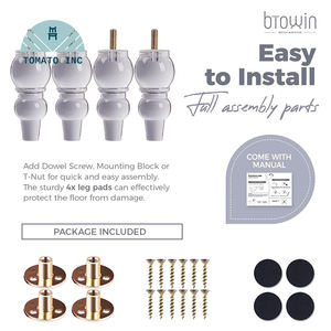 Pieds de meubles modernes nordiques de luxe en acrylique transparent pour lit, banc, console, armoire, canapé - Style nordique moderne - Product Image 2